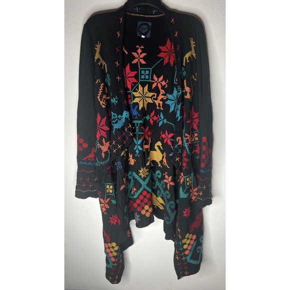 Johnny Was Sweaters - Johnny Was Sweater Kimono Embroidered Floral Cardigan VTG Duster Pockets Sz S